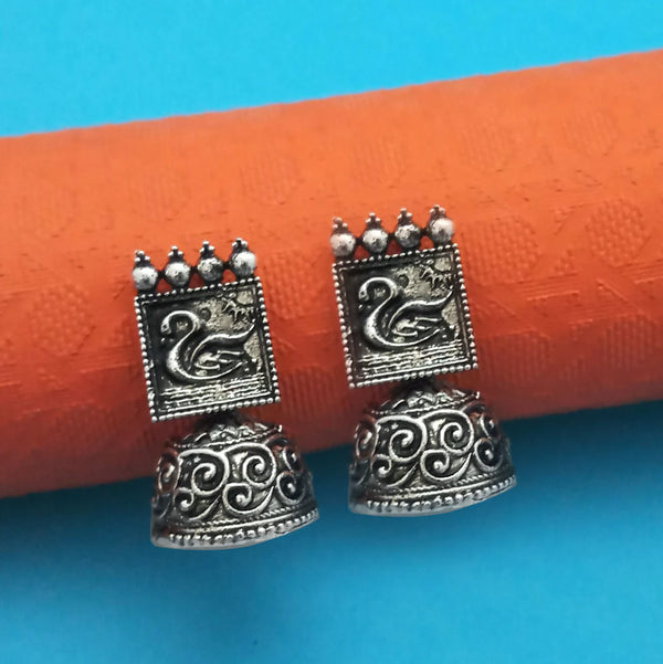 Antique Silver Jhumka Earrings Set NVR-0029