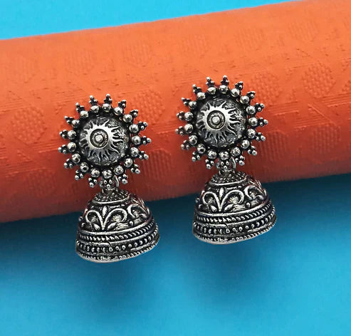 Antique Silver Jhumka Earrings Set NVR-0029