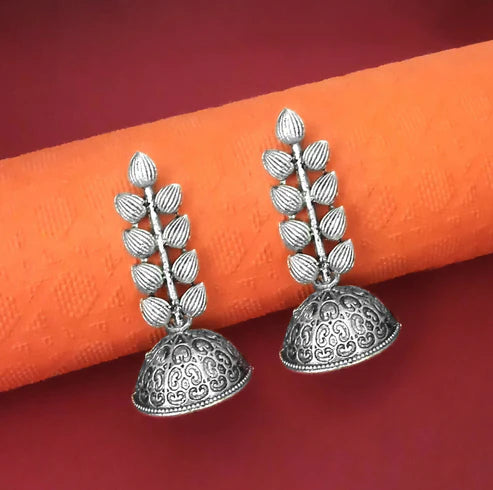 Antique Silver Jhumka Earrings Set NVR-0029
