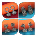Oxidized Silver Jhumka Earring Set NVR-0030