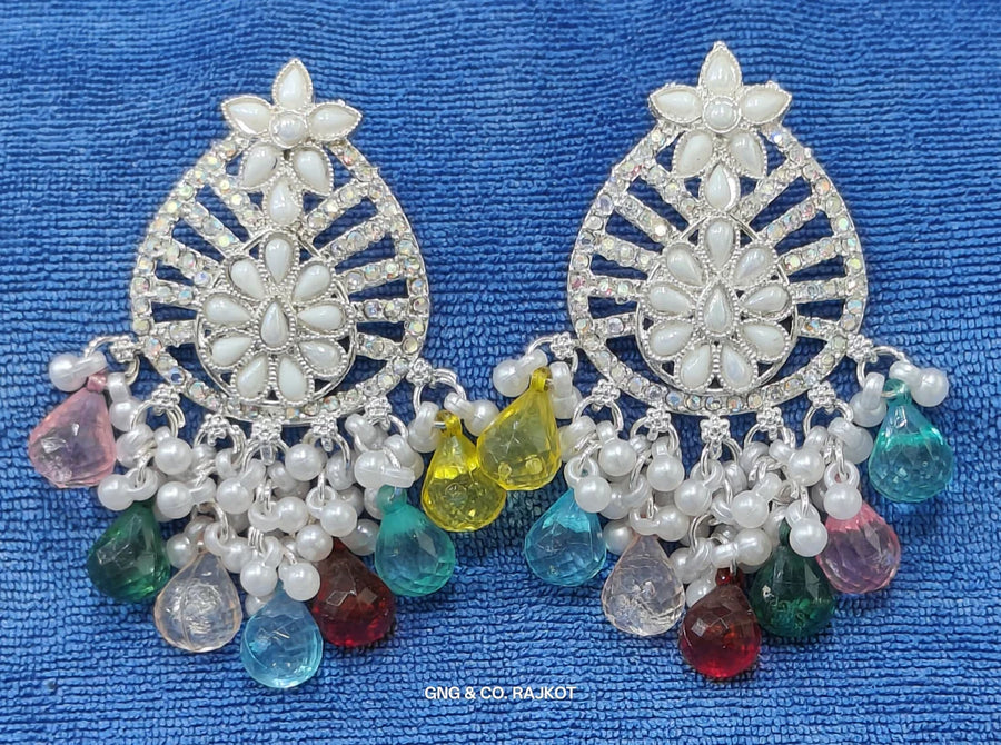 Floral Kundan Chandelier Earrings NVR-0031