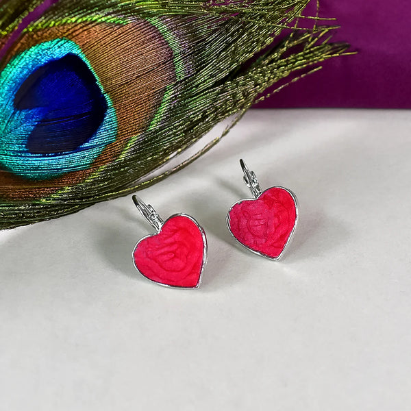 Heart-Shaped Red Earrings NVR-0033