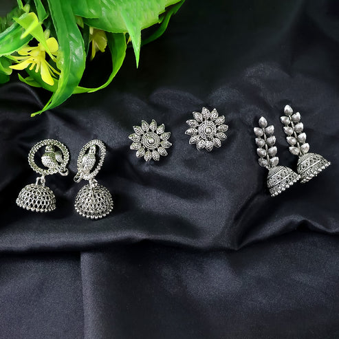 Antique Silver Earring Set of 3 NVR-0034