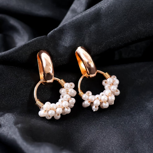 Elegant Pearl Hoop Earrings NVR-0036