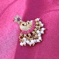 Gold Plated Pearl & Stone Earrings NVR-0038