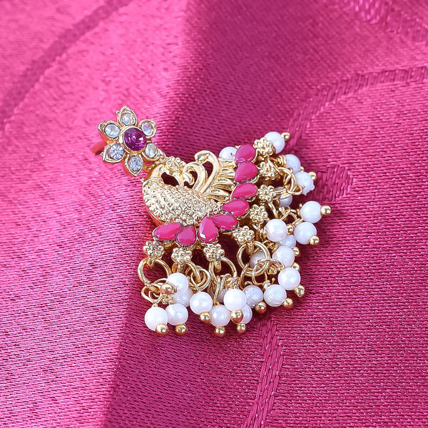 Gold Plated Pearl & Stone Earrings NVR-0038