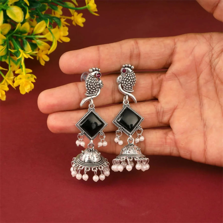 Oxidized Jhumka Earrings NVR-0041