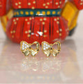 Gold Bow Stud Earrings NVR-0042