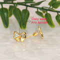 Gold Bow Stud Earrings NVR-0042