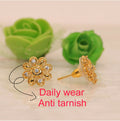 Gold Floral Stud Earrings NVR-0044