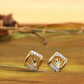 Elegant Gold-Plated Diamond Stud Earrings NVR-0045