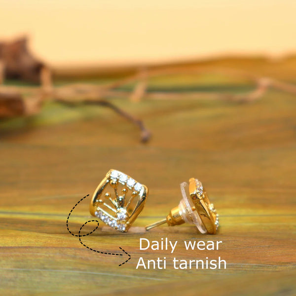 Elegant Gold-Plated Diamond Stud Earrings NVR-0045