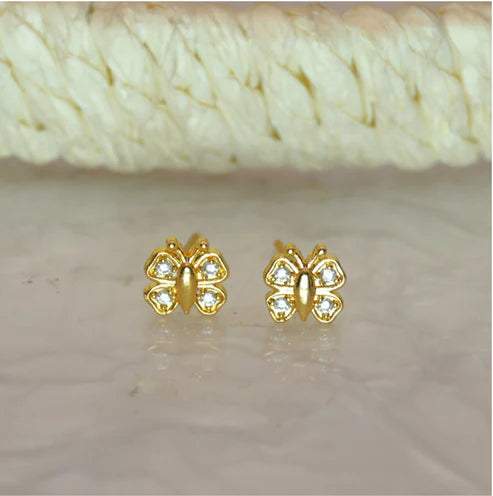 Butterfly Gold Stud Earrings NVR-0048