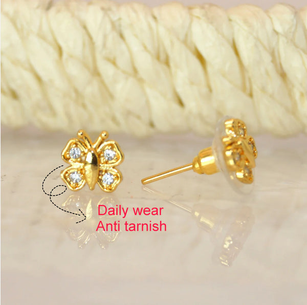 Butterfly Gold Stud Earrings NVR-0048