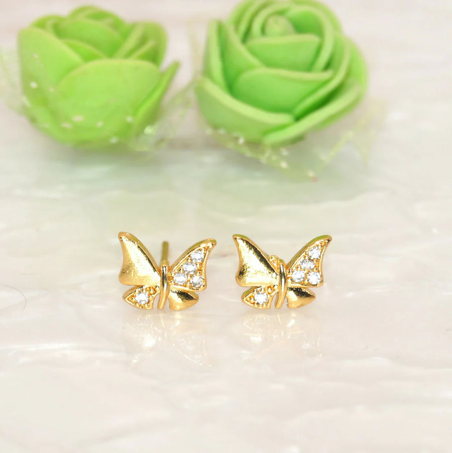 Butterfly Gold Plated Stud Earrings NVR-0051