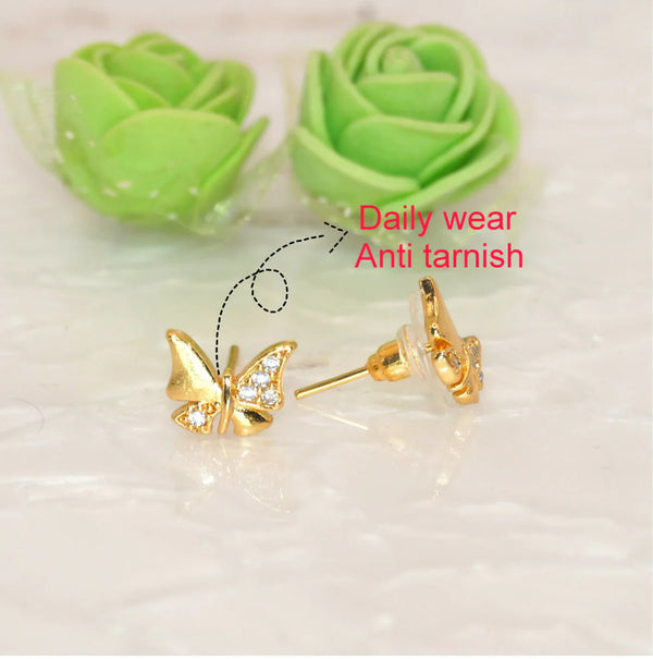 Butterfly Gold Plated Stud Earrings NVR-0051