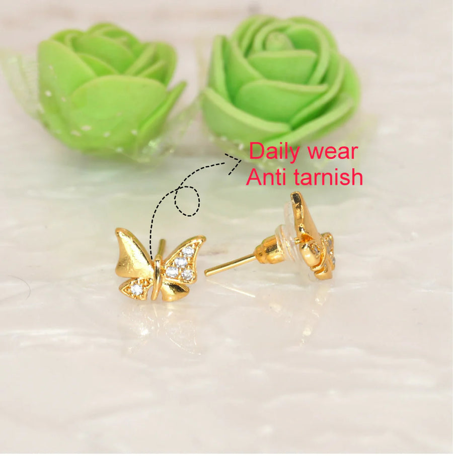 Butterfly Gold Plated Stud Earrings NVR-0051