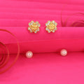 Floral Gold and Pearl Stud Earrings NVR-0055