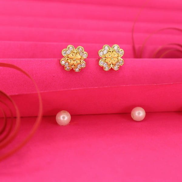 Floral Gold and Pearl Stud Earrings NVR-0055