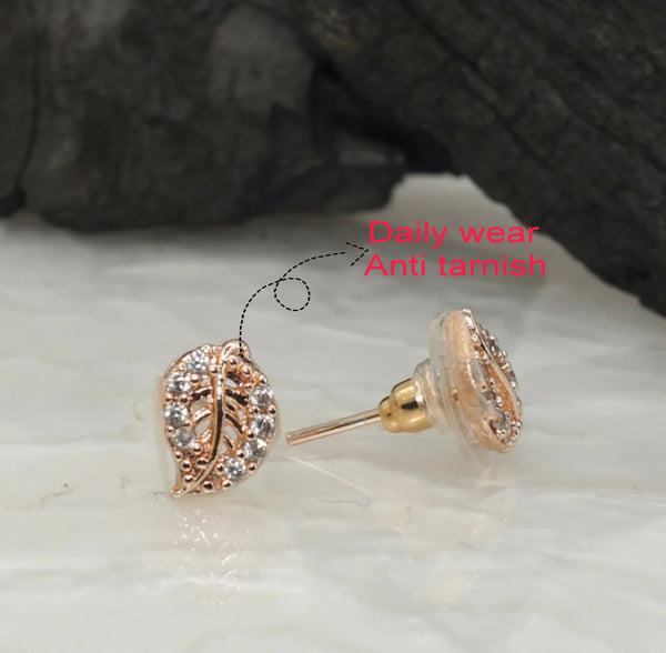Leaf Design Stud Earrings NVR-0058