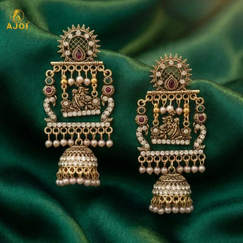 Temple Design Jhumka Earrings NVR-0061