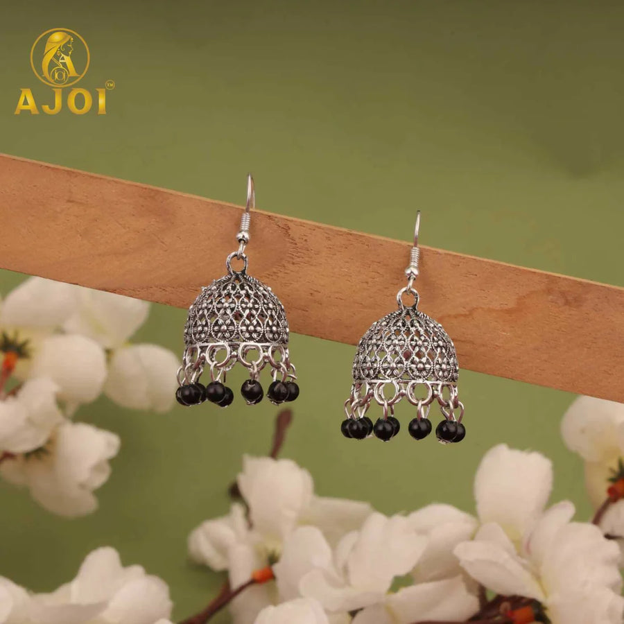 Oxidised Jhumka Earrings Set NVR-0065