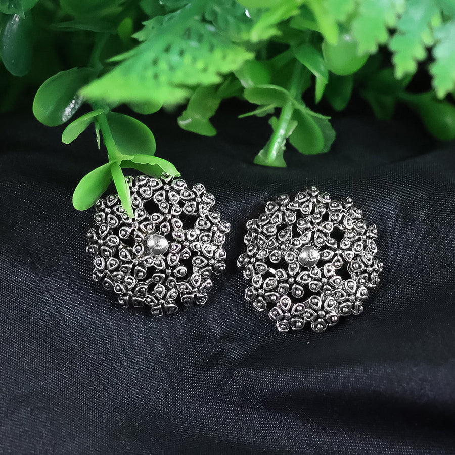 Antique Silver Jhumka Earrings Set NVR-0066