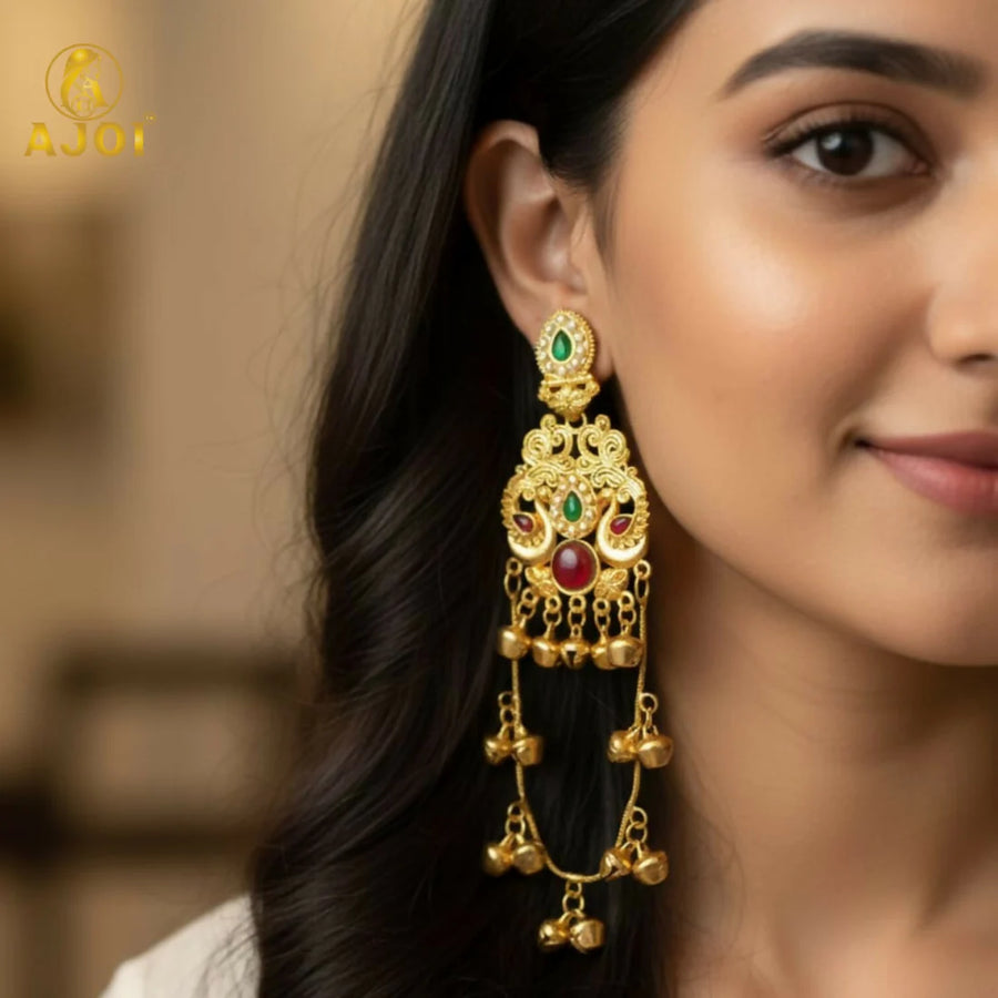 Traditional Gold-Plated Jhumka Earrings NVR-0080