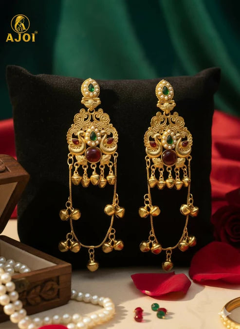 Traditional Gold-Plated Jhumka Earrings NVR-0080