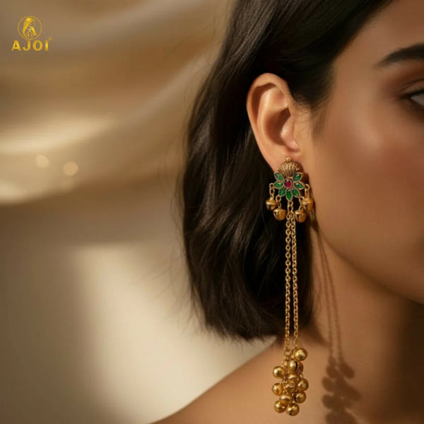 Traditional Gold Plated Jhumka Earrings NVR-0081