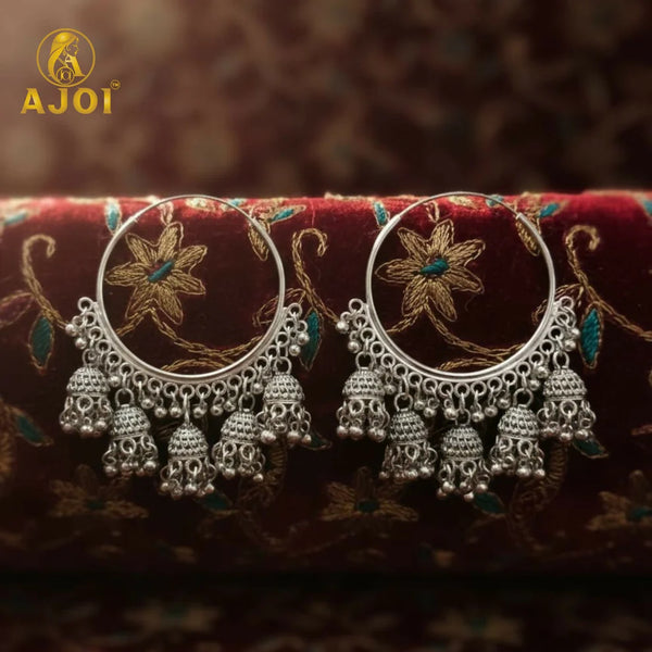 Traditional Silver Jhumka Earrings NVR-0083
