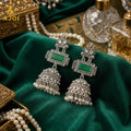 Antique Silver Jhumka Earrings NVR-0088