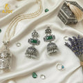Antique Silver Jhumka Earrings NVR-0088
