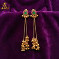 Traditional Gold-Plated Long Jhumka Earrings  NVR-0089