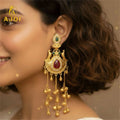 Traditional Gold Plated Chandbali Earrings NVR-0090