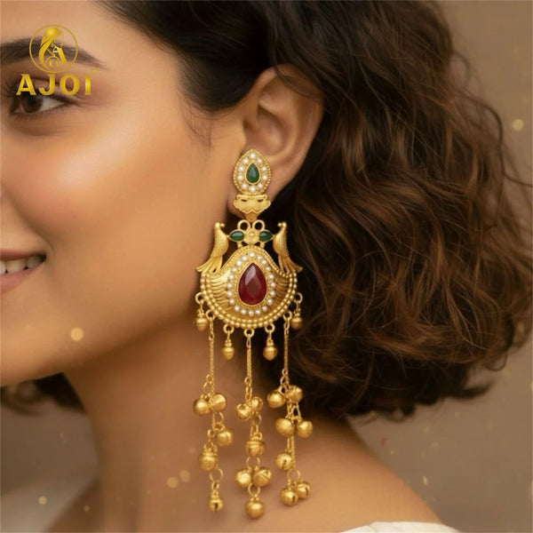 Traditional Gold Plated Chandbali Earrings NVR-0090