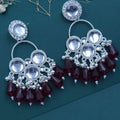 Silver & Red Chandelier Earrings NVR-0091