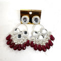 Silver & Red Chandelier Earrings NVR-0091