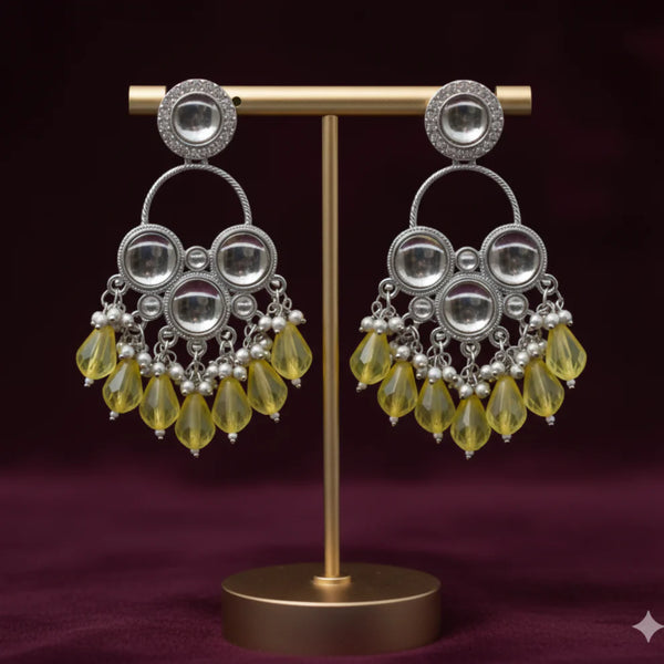 Silver and Yellow Mirror Earrings NVR-0092