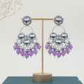Silver-Plated Purple Drop Earrings NVR-0093