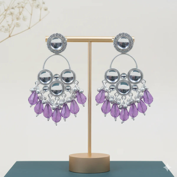 Silver-Plated Purple Drop Earrings NVR-0093