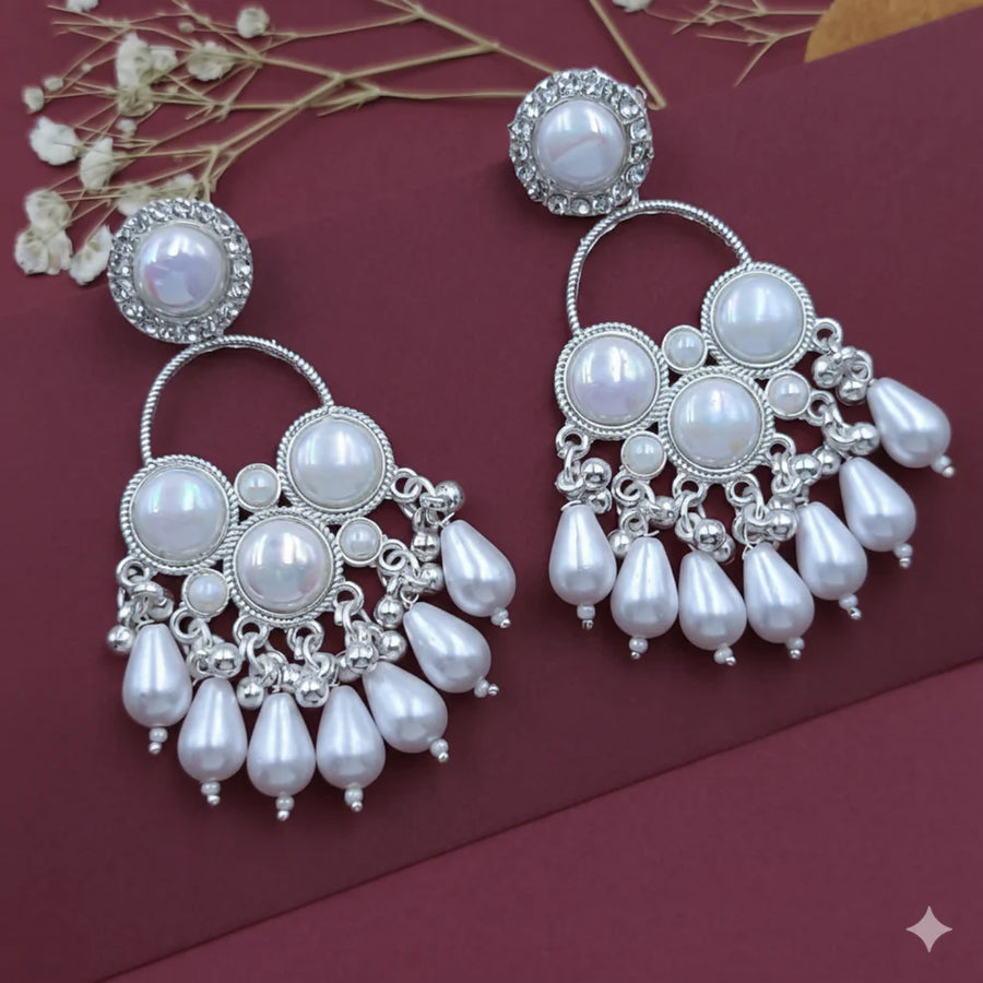 Elegant Pearl Drop Earrings NVR-0095
