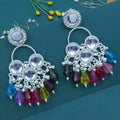 Mirror Work Silver Earrings NVR-0096