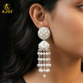 Silver Pearl Drop Earrings NVR-0098