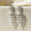 Silver Pearl Drop Earrings NVR-0098
