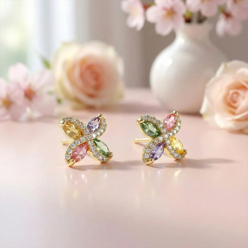 Floral Gemstone Earrings NVR-0099