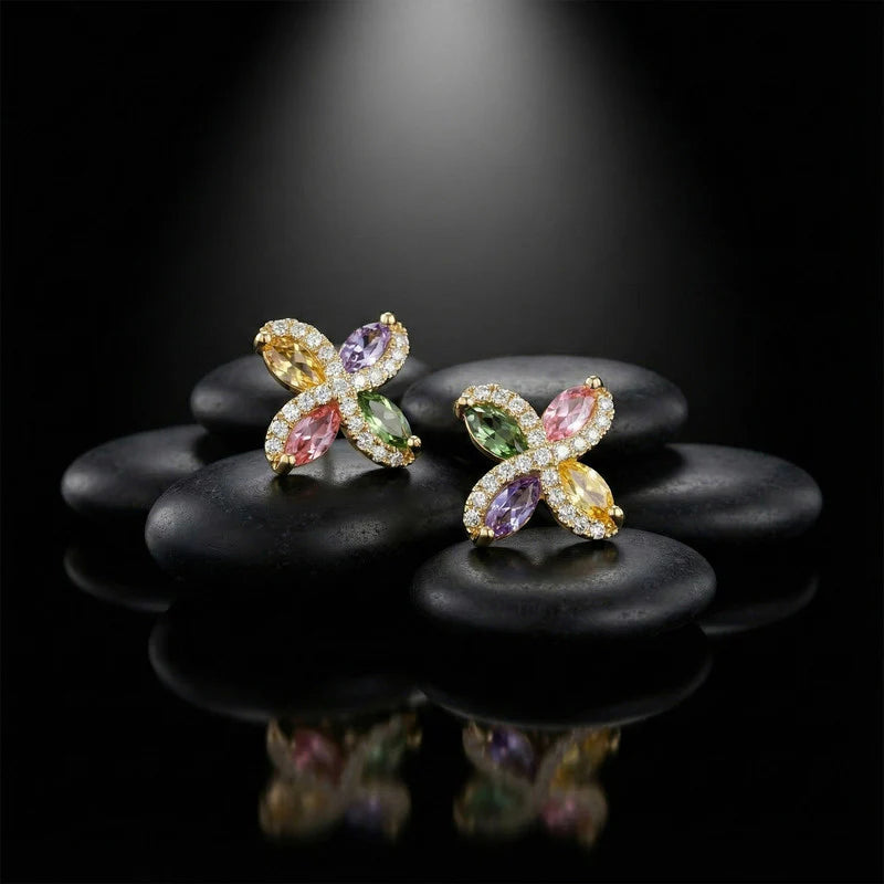 Floral Gemstone Earrings NVR-0099