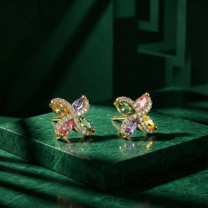 Floral Gemstone Earrings NVR-0099