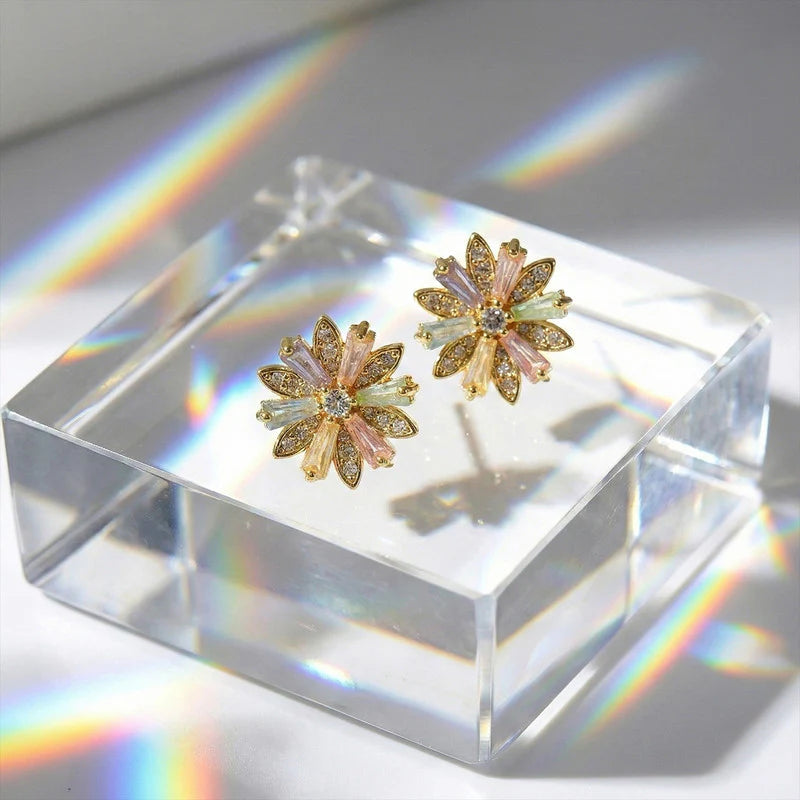 Floral Crystal Stud Earrings NVR-0101
