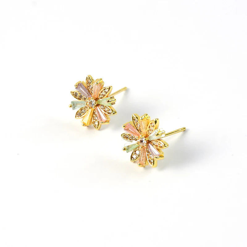 Floral Crystal Stud Earrings NVR-0101